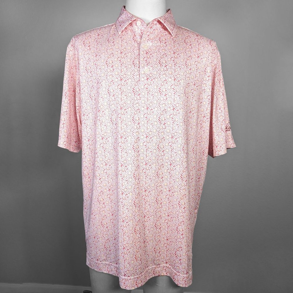 FootJoy Daisy Print Lisle Self Collar Golf Polo | L